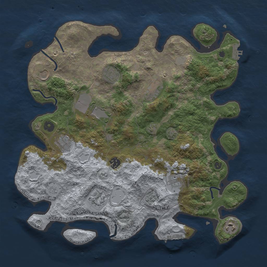 Rust Map: Procedural Map, Size: 3750, Seed: 2108728463, 17 Monuments