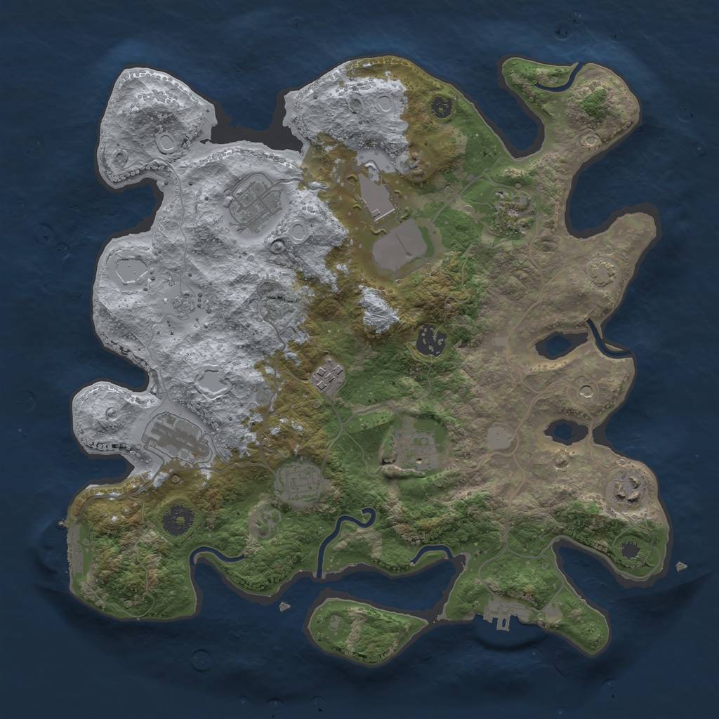 Rust Map: Procedural Map, Size: 3500, Seed: 149956189, 16 Monuments