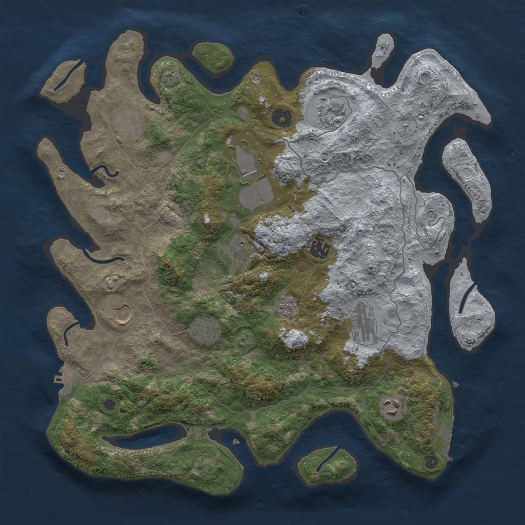 Rust Map: Procedural Map, Size: 4000, Seed: 1421074415, 17 Monuments