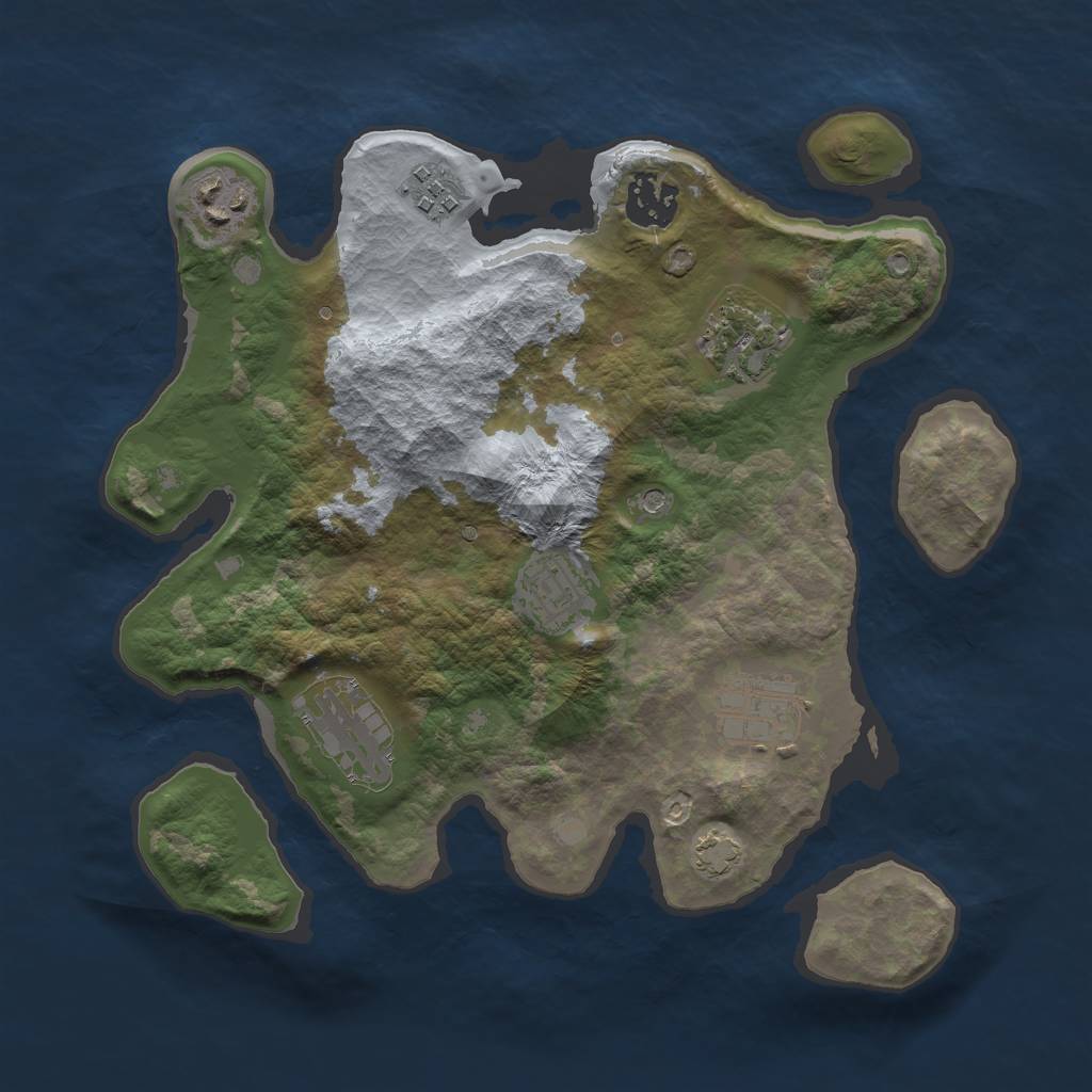 Rust Map: Barren, Size: 3000, Seed: 648632788, 10 Monuments