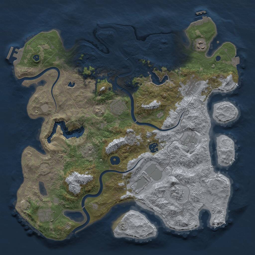 Rust Map: Procedural Map, Size: 4000, Seed: 833104800, 15 Monuments