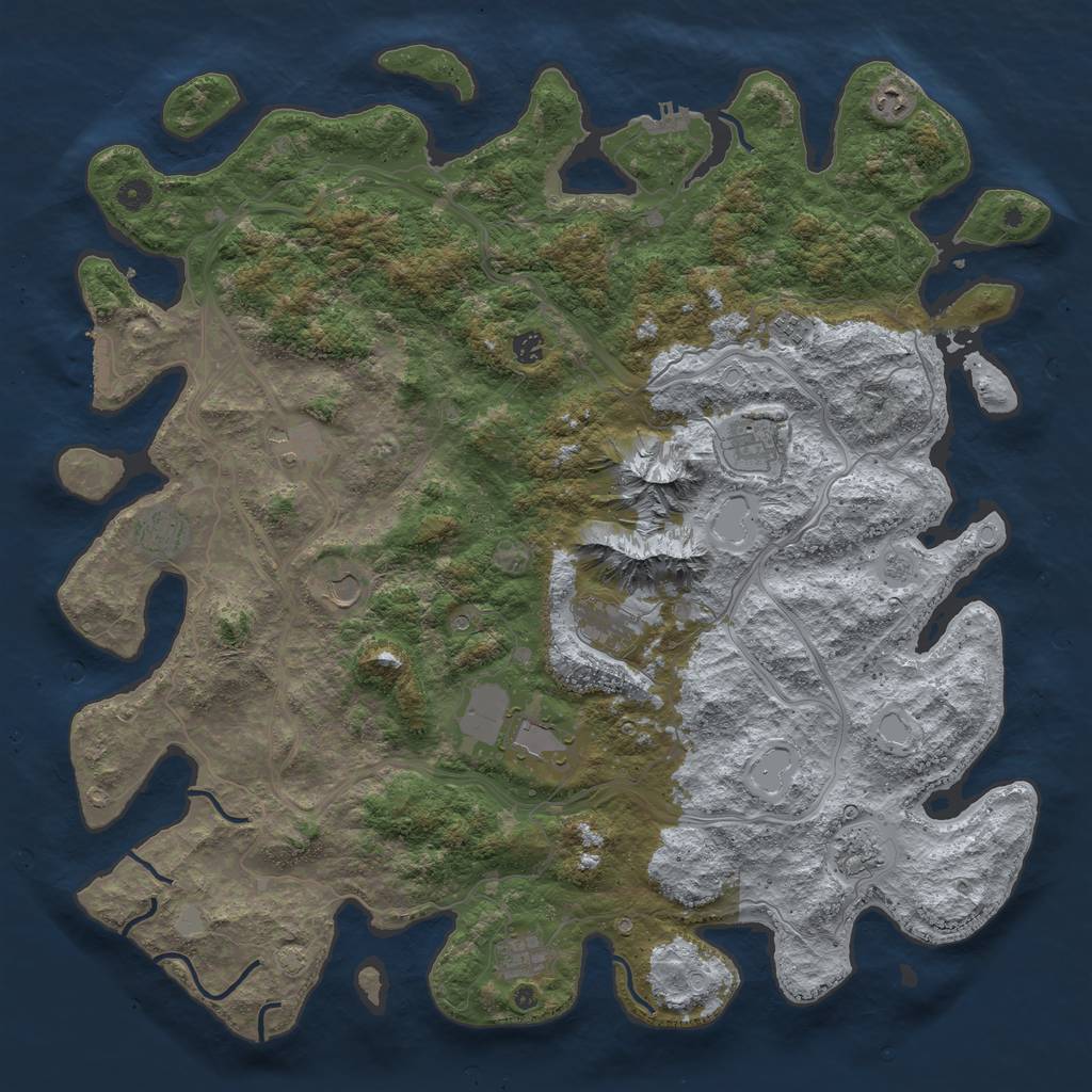 Rust Map: Procedural Map, Size: 5000, Seed: 47221, 18 Monuments