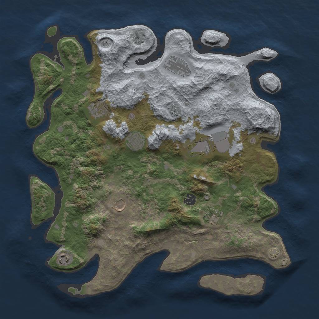 Rust Map: Barren, Size: 4000, Seed: 62719476, 13 Monuments