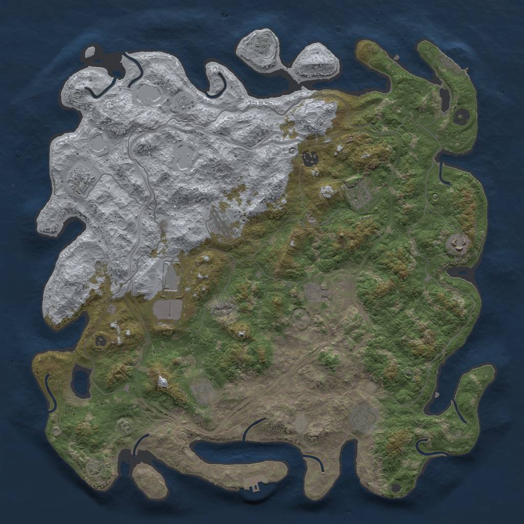 Rust Map: Procedural Map, Size: 4700, Seed: 1081436075, 17 Monuments