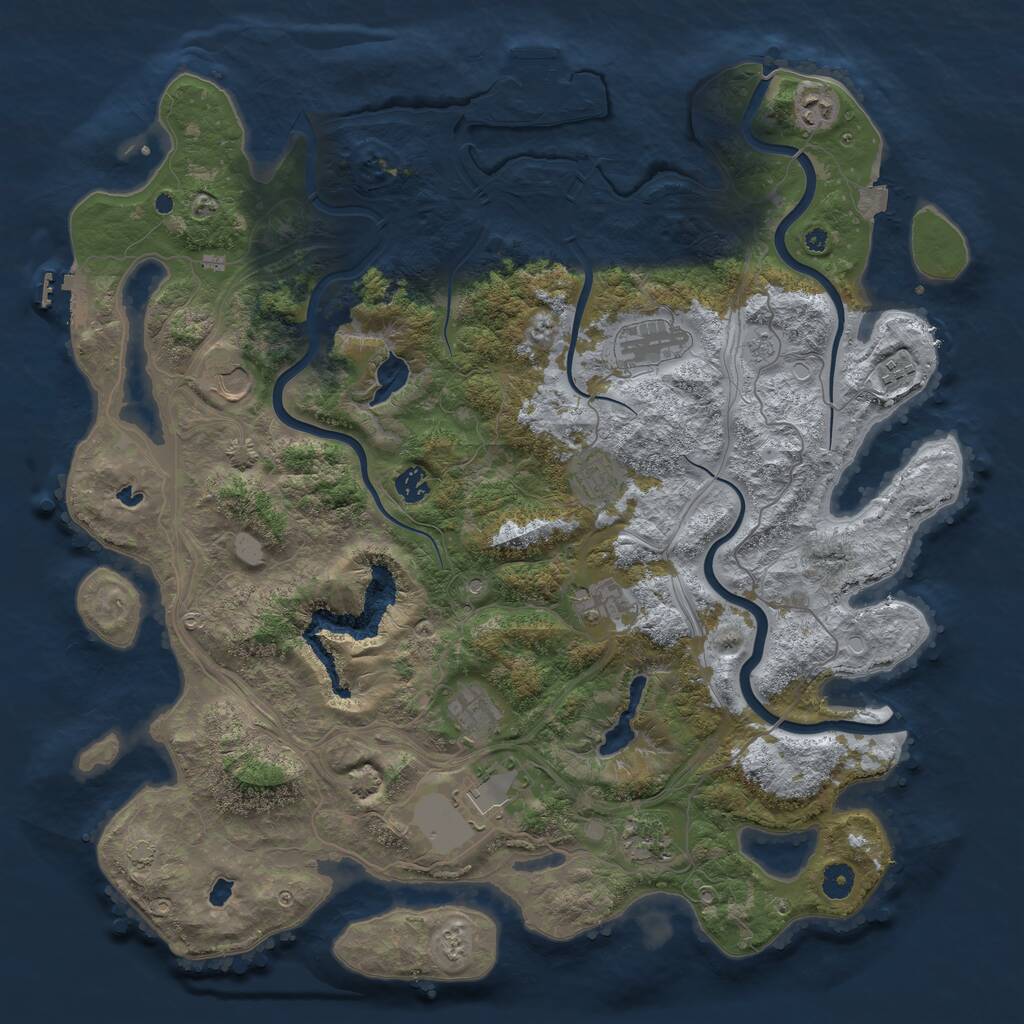 Rust Map: Procedural Map, Size: 4500, Seed: 1303646916, 16 Monuments