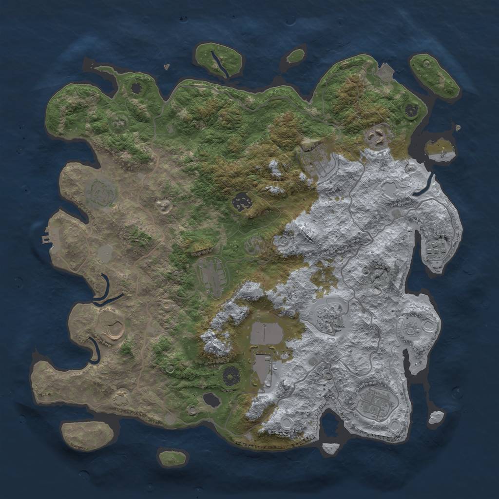 Rust Map: Procedural Map, Size: 4000, Seed: 2143567829, 17 Monuments