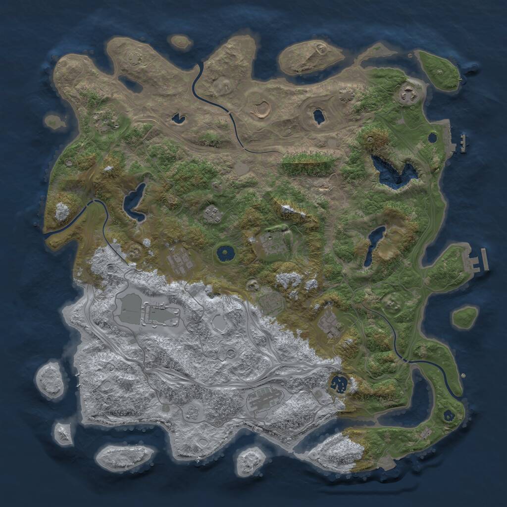 Rust Map: Procedural Map, Size: 4500, Seed: 8252, 17 Monuments