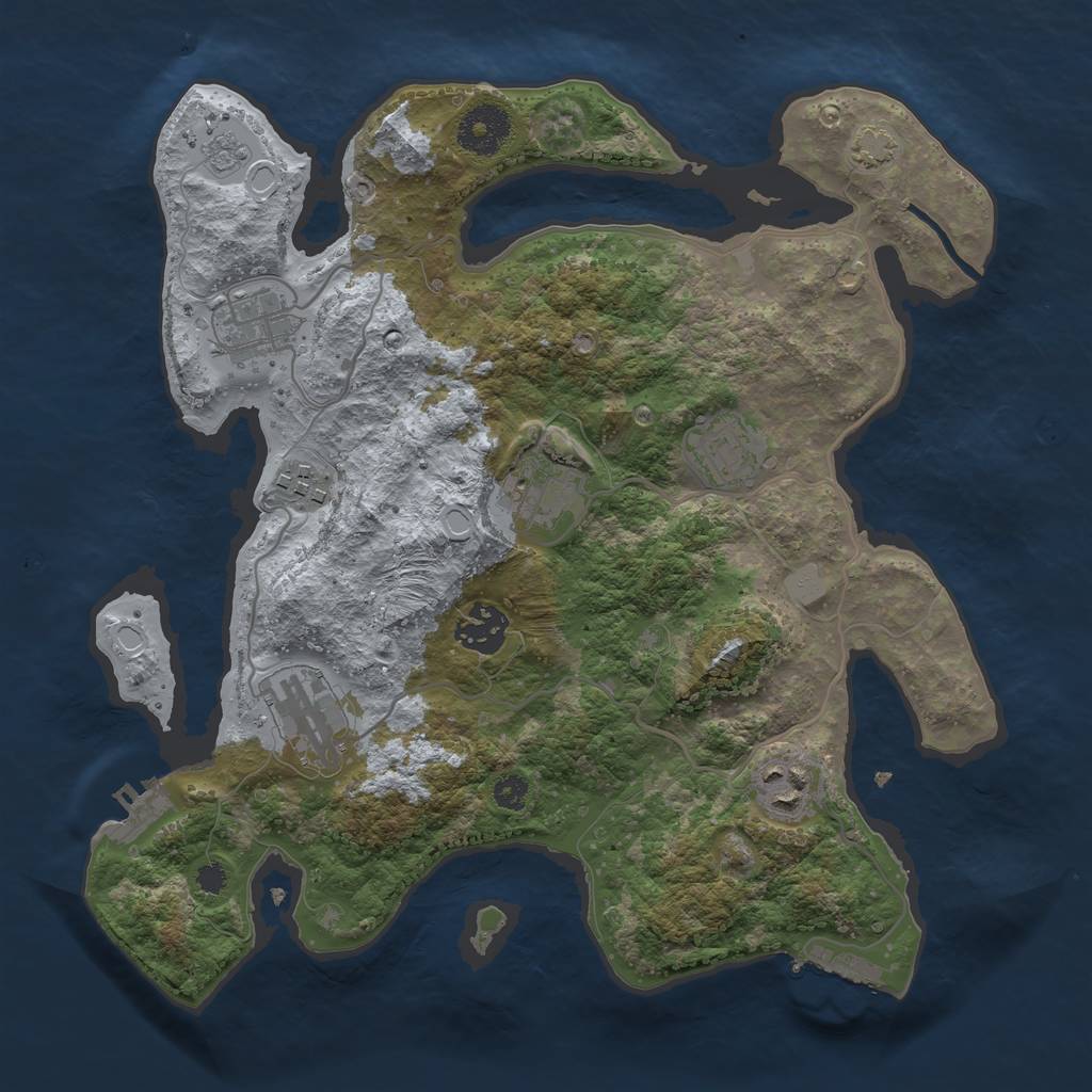 Rust Map: Procedural Map, Size: 3200, Seed: 5256, 13 Monuments