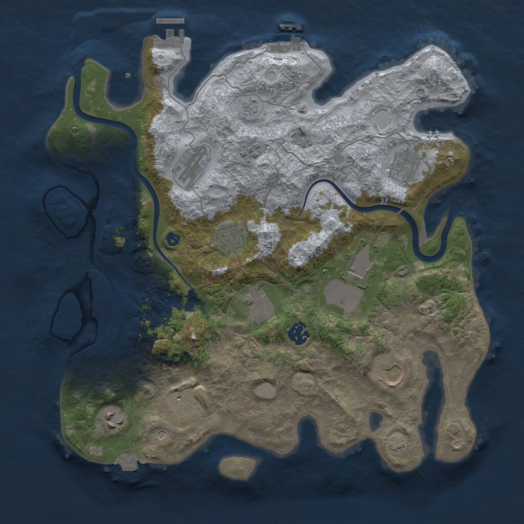 Rust Map: Procedural Map, Size: 3750, Seed: 209793767, 16 Monuments