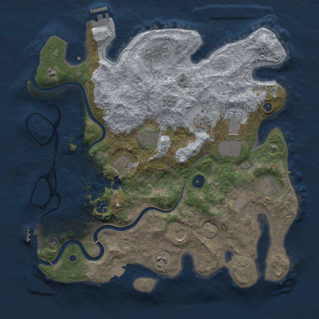 Rust Map: Procedural Map, Size: 3750, Seed: 209793767, 16 Monuments
