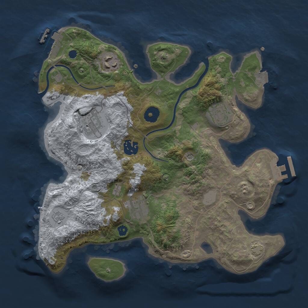 Rust Map: Procedural Map, Size: 3000, Seed: 24326, 11 Monuments