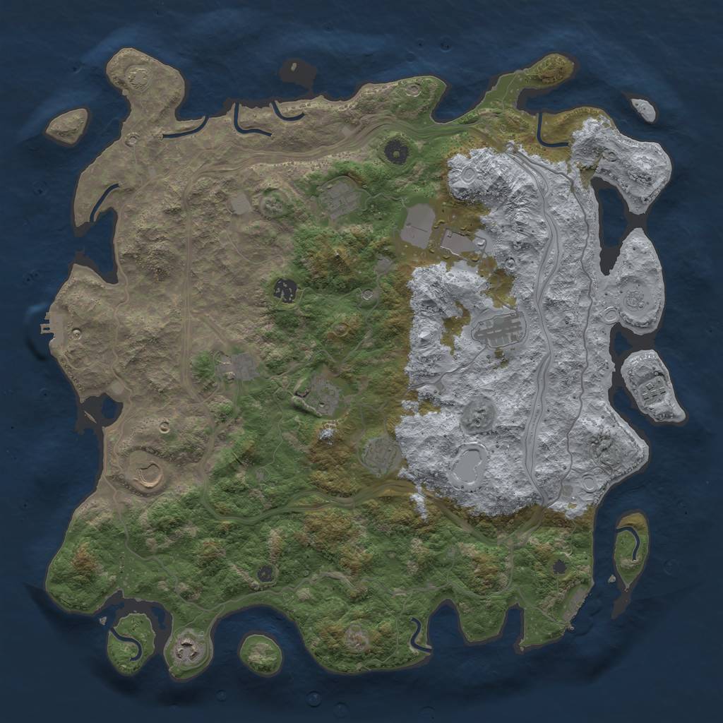 Rust Map: Procedural Map, Size: 4500, Seed: 484616404, 17 Monuments