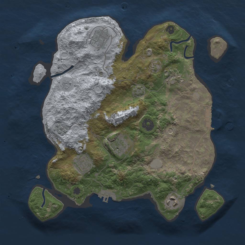 Rust Map: Procedural Map, Size: 3000, Seed: 3289, 13 Monuments