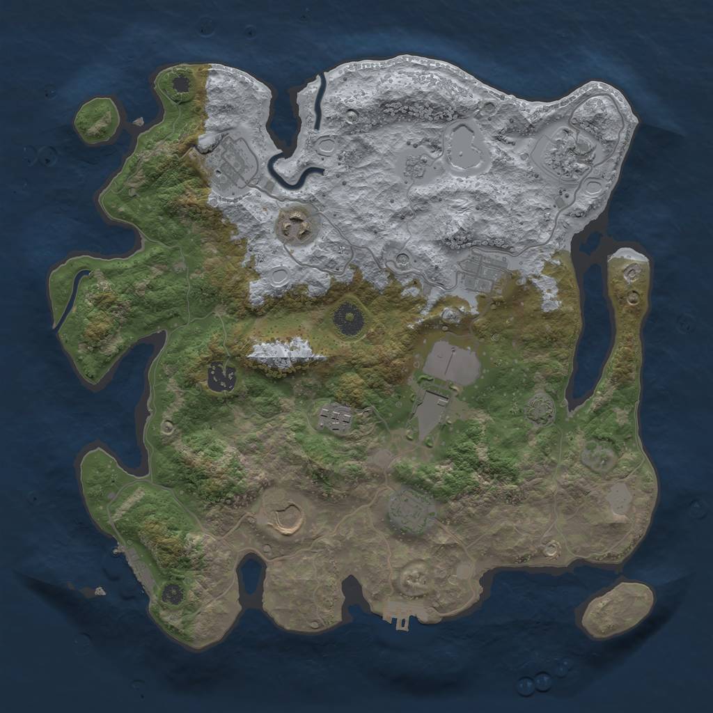 Rust Map: Procedural Map, Size: 3500, Seed: 184025, 16 Monuments