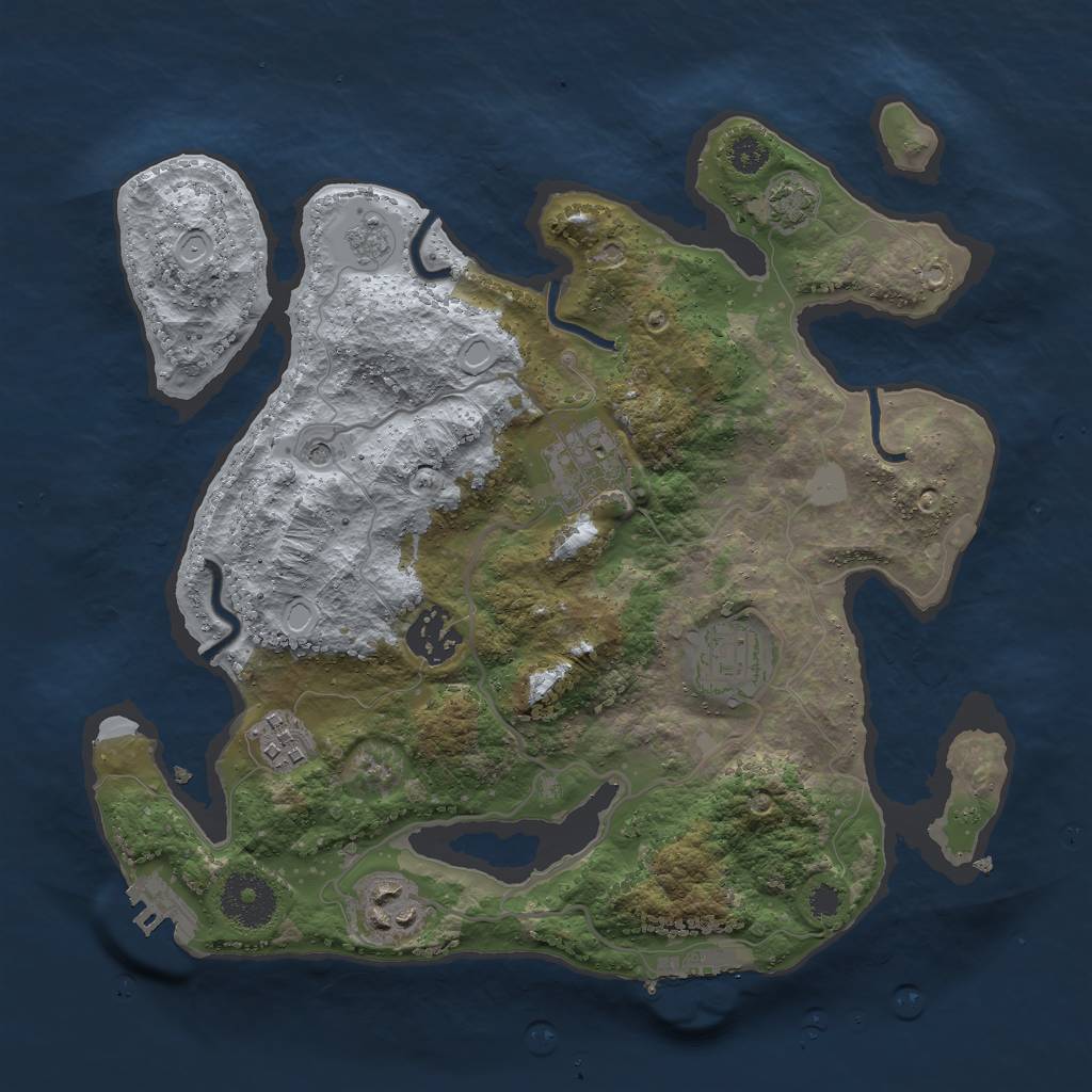 Rust Map: Procedural Map, Size: 3000, Seed: 1259418154, 12 Monuments