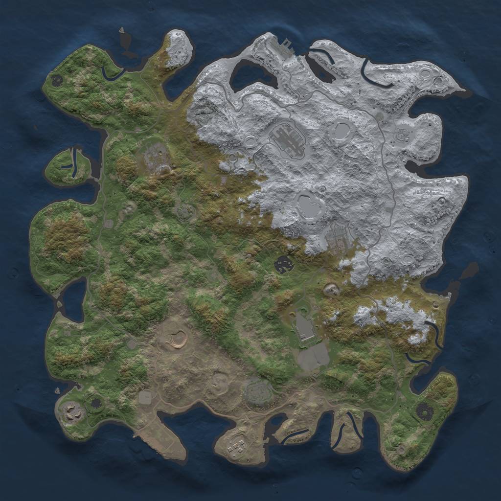 Rust Map: Procedural Map, Size: 4200, Seed: 75848542, 16 Monuments