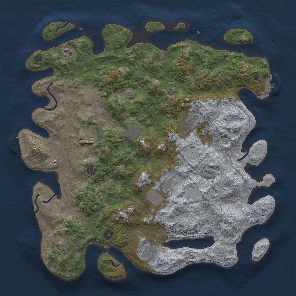 Rust Map: Procedural Map, Size: 4500, Seed: 146916985, 17 Monuments