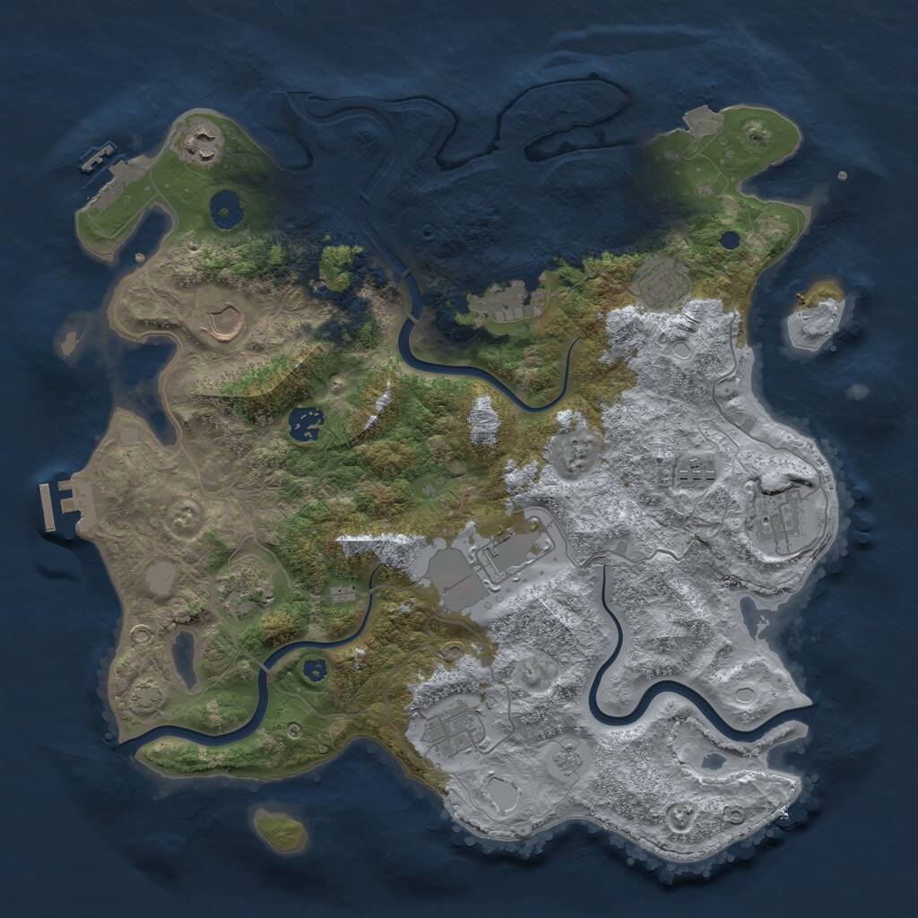 Rust Map: Procedural Map, Size: 3850, Seed: 1742981059, 16 Monuments