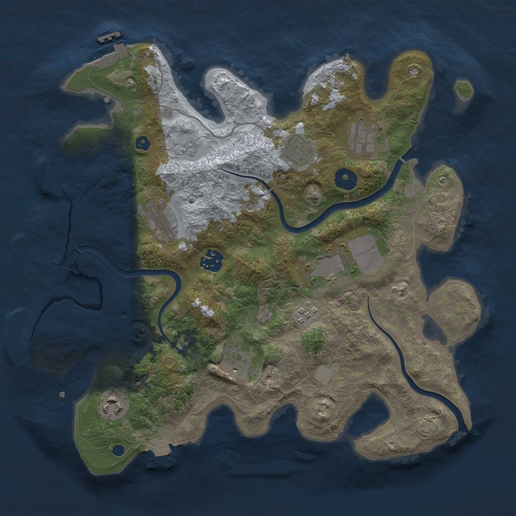 Rust Map: Procedural Map, Size: 3500, Seed: 1093735990, 14 Monuments