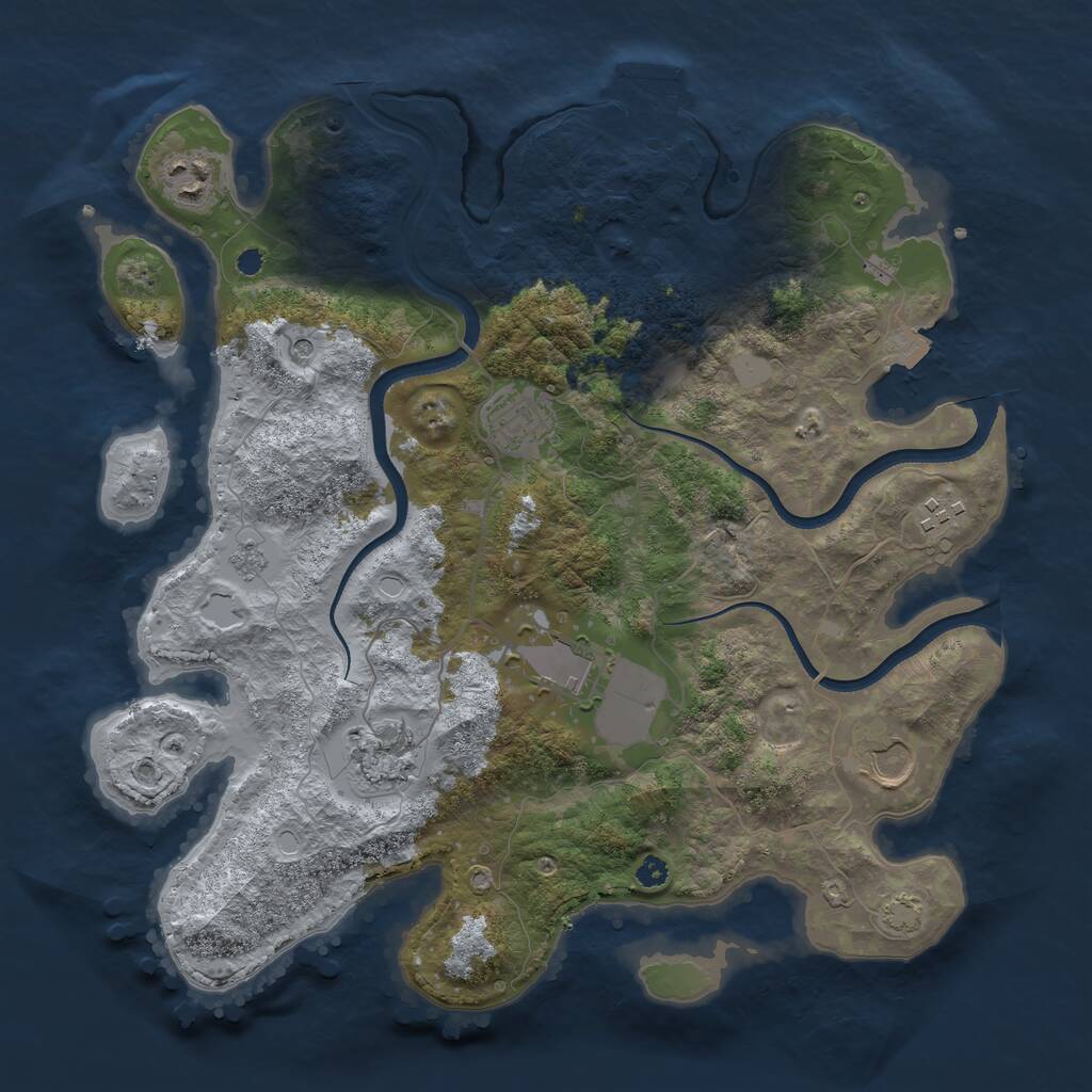 Rust Map: Procedural Map, Size: 3500, Seed: 74045100, 11 Monuments