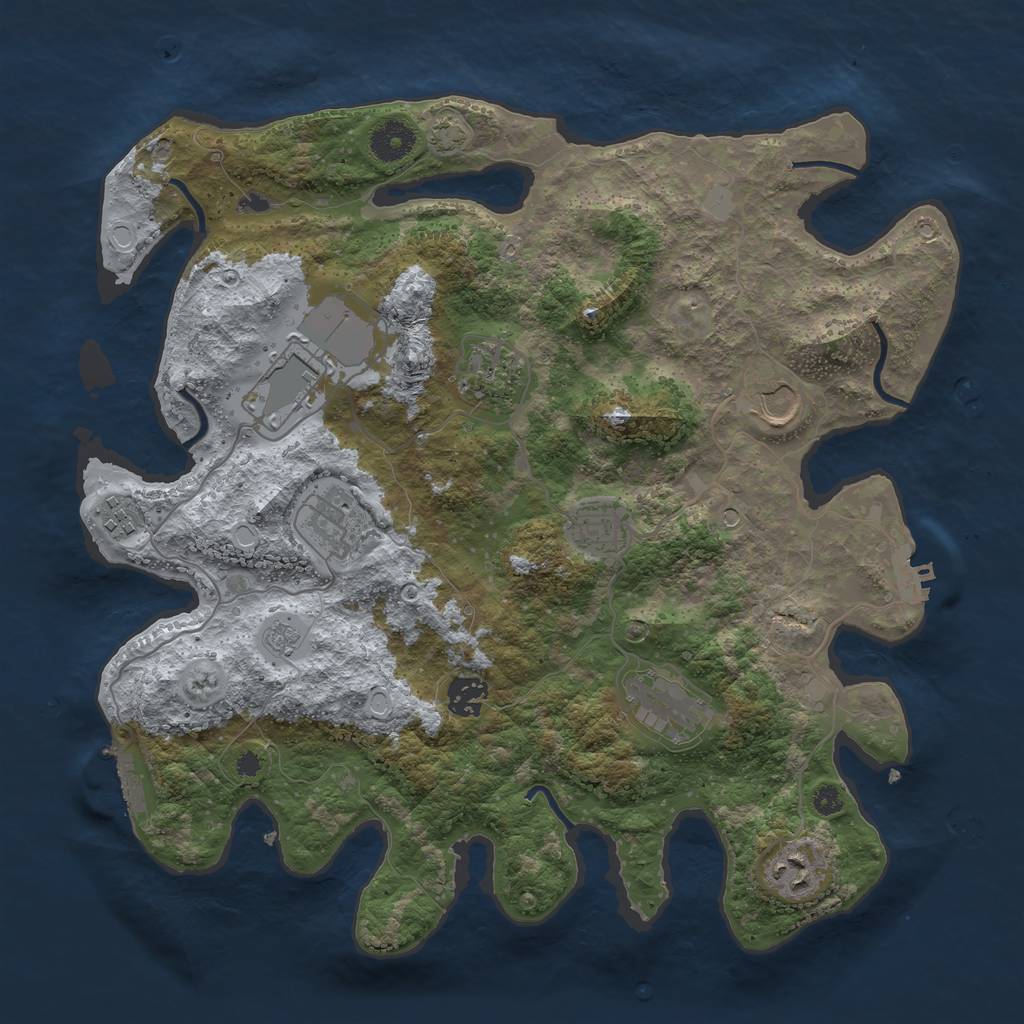 Rust Map: Procedural Map, Size: 3700, Seed: 1736482764, 16 Monuments
