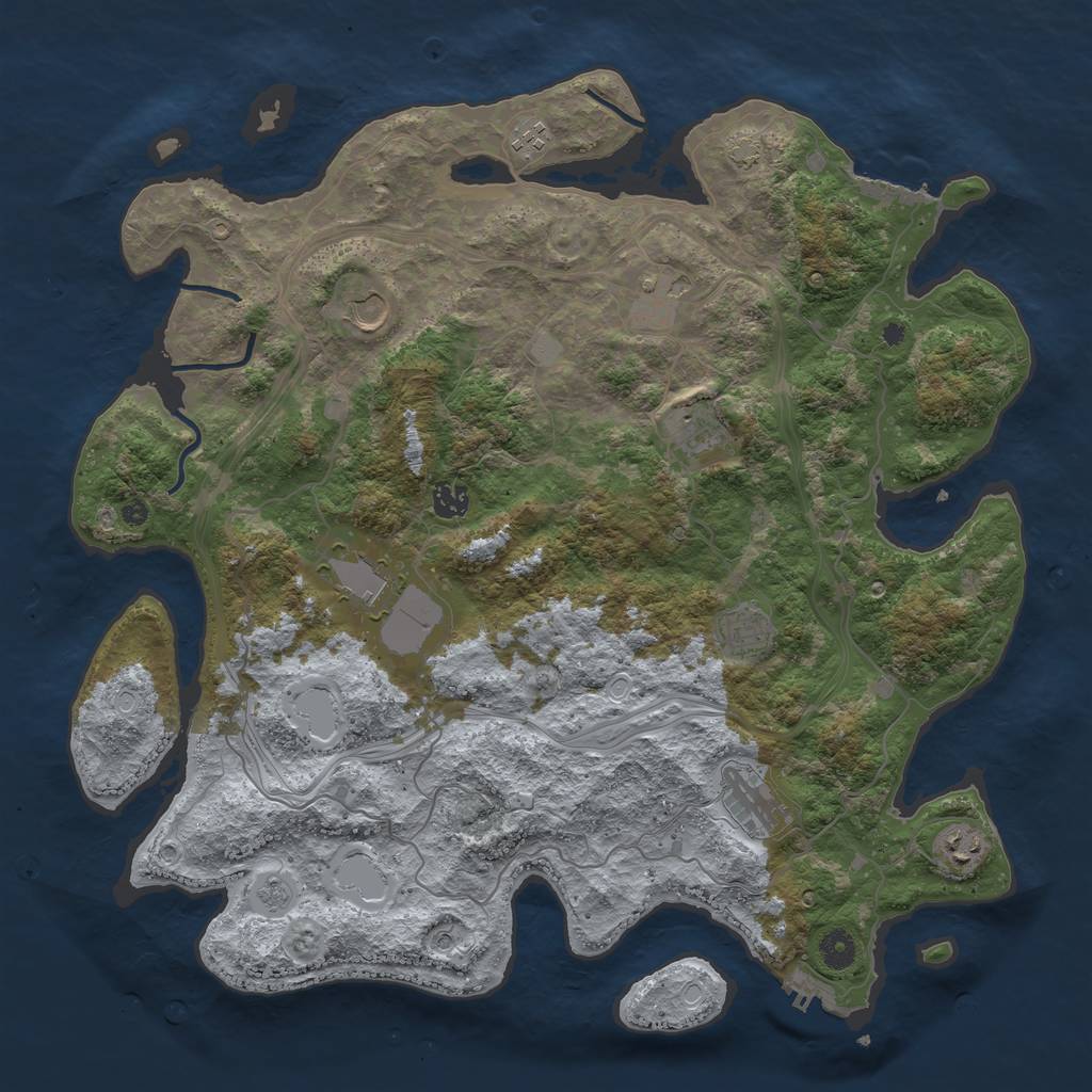 Rust Map: Procedural Map, Size: 4300, Seed: 943867543, 16 Monuments