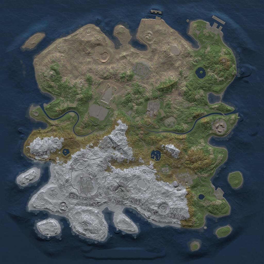 Rust Map: Procedural Map, Size: 3750, Seed: 140192923, 15 Monuments