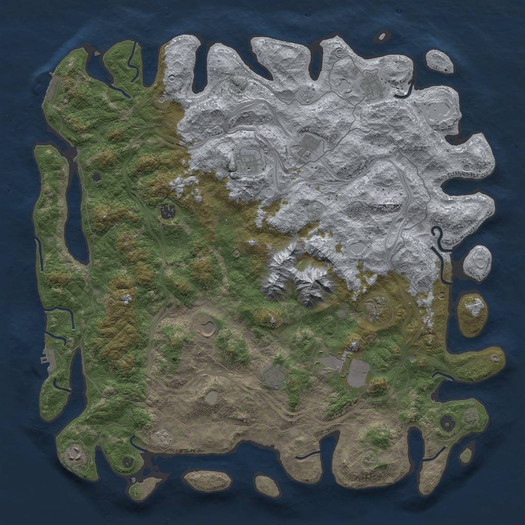 Rust Map: Procedural Map, Size: 5000, Seed: 1820481024, 17 Monuments