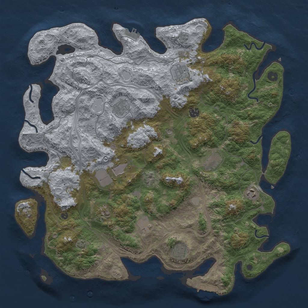 Rust Map: Procedural Map, Size: 4500, Seed: 3216854, 17 Monuments