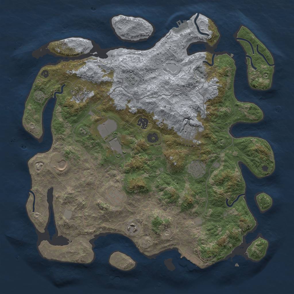 Rust Map: Procedural Map, Size: 4000, Seed: 3023, 16 Monuments