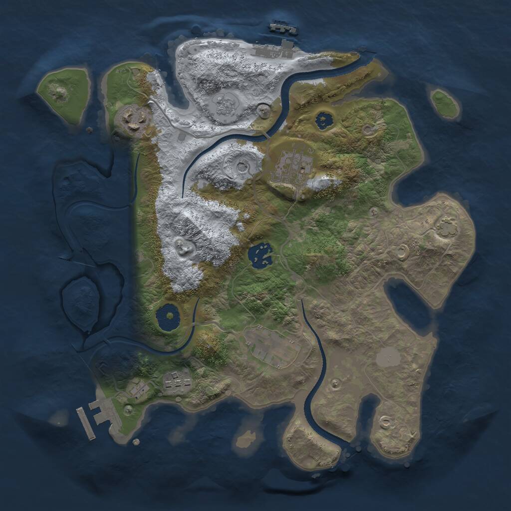 Rust Map: Procedural Map, Size: 3000, Seed: 22774, 11 Monuments