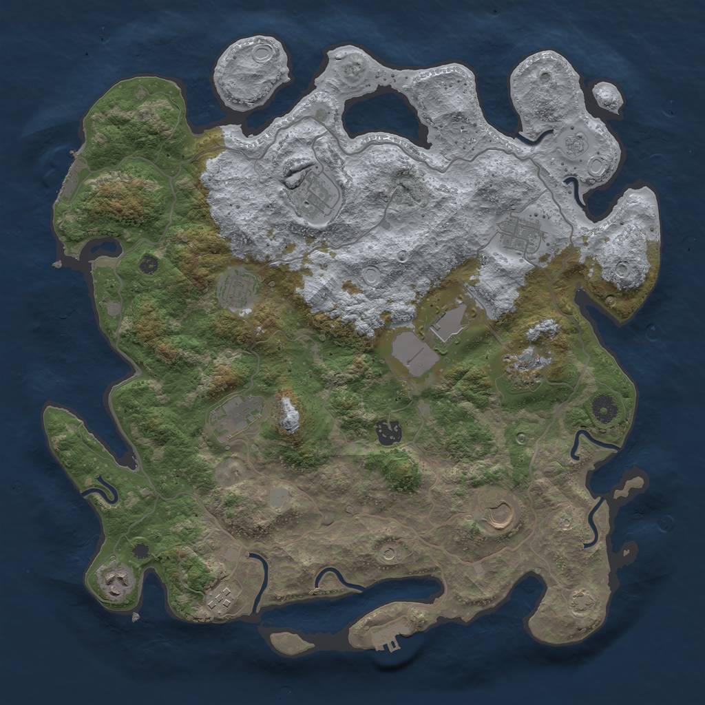 Rust Map: Procedural Map, Size: 4000, Seed: 609897092, 17 Monuments