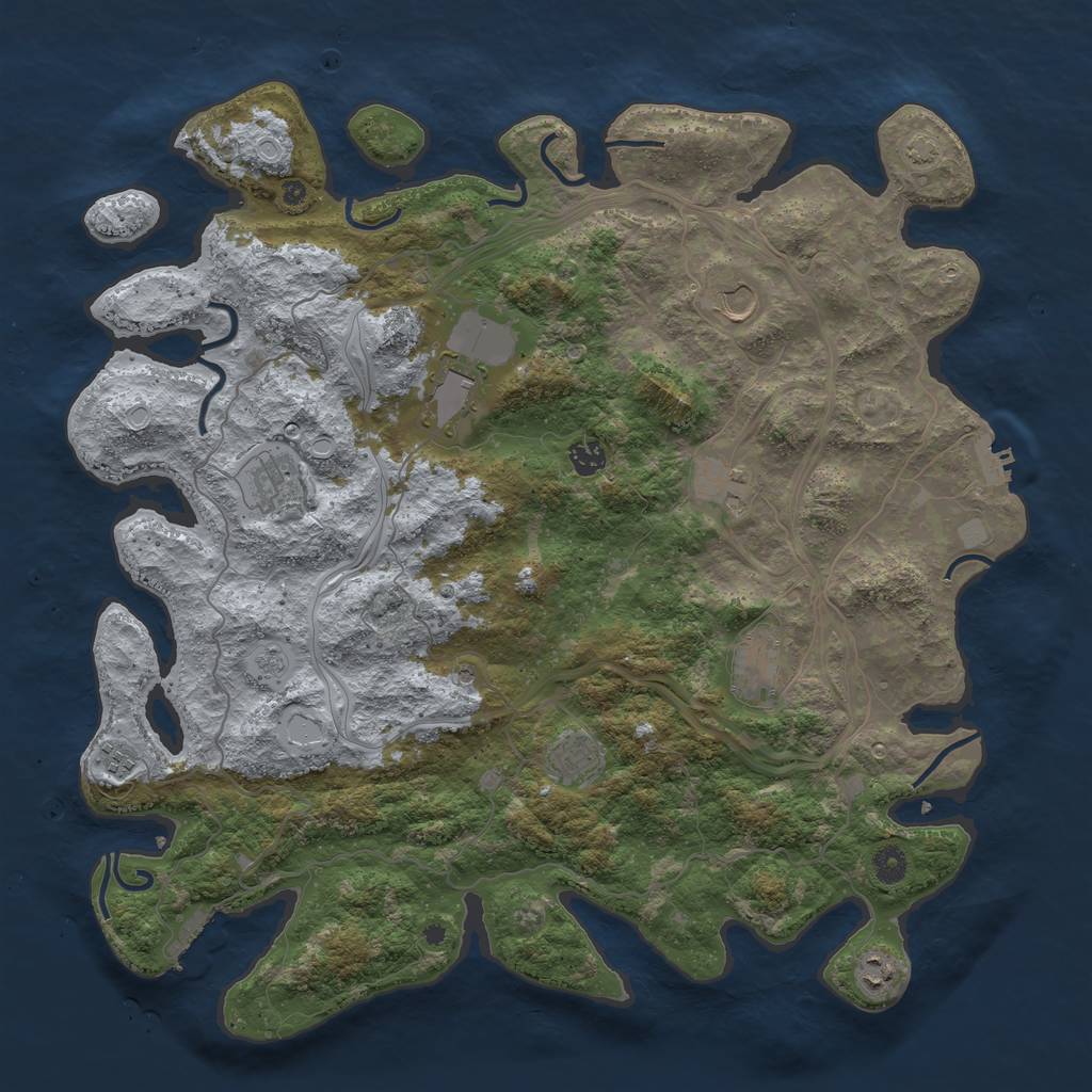 Rust Map: Procedural Map, Size: 4500, Seed: 1285793842, 16 Monuments