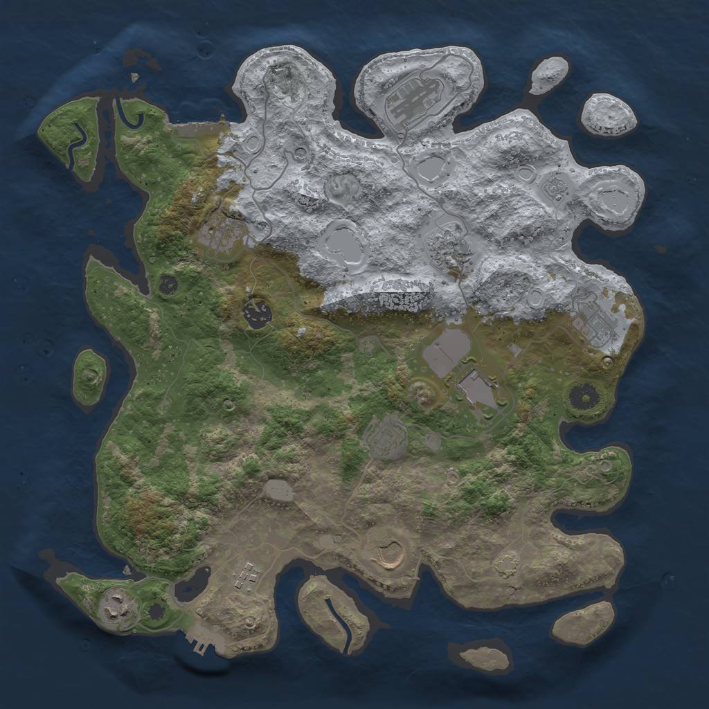 Rust Map: Procedural Map, Size: 3800, Seed: 207979730, 17 Monuments