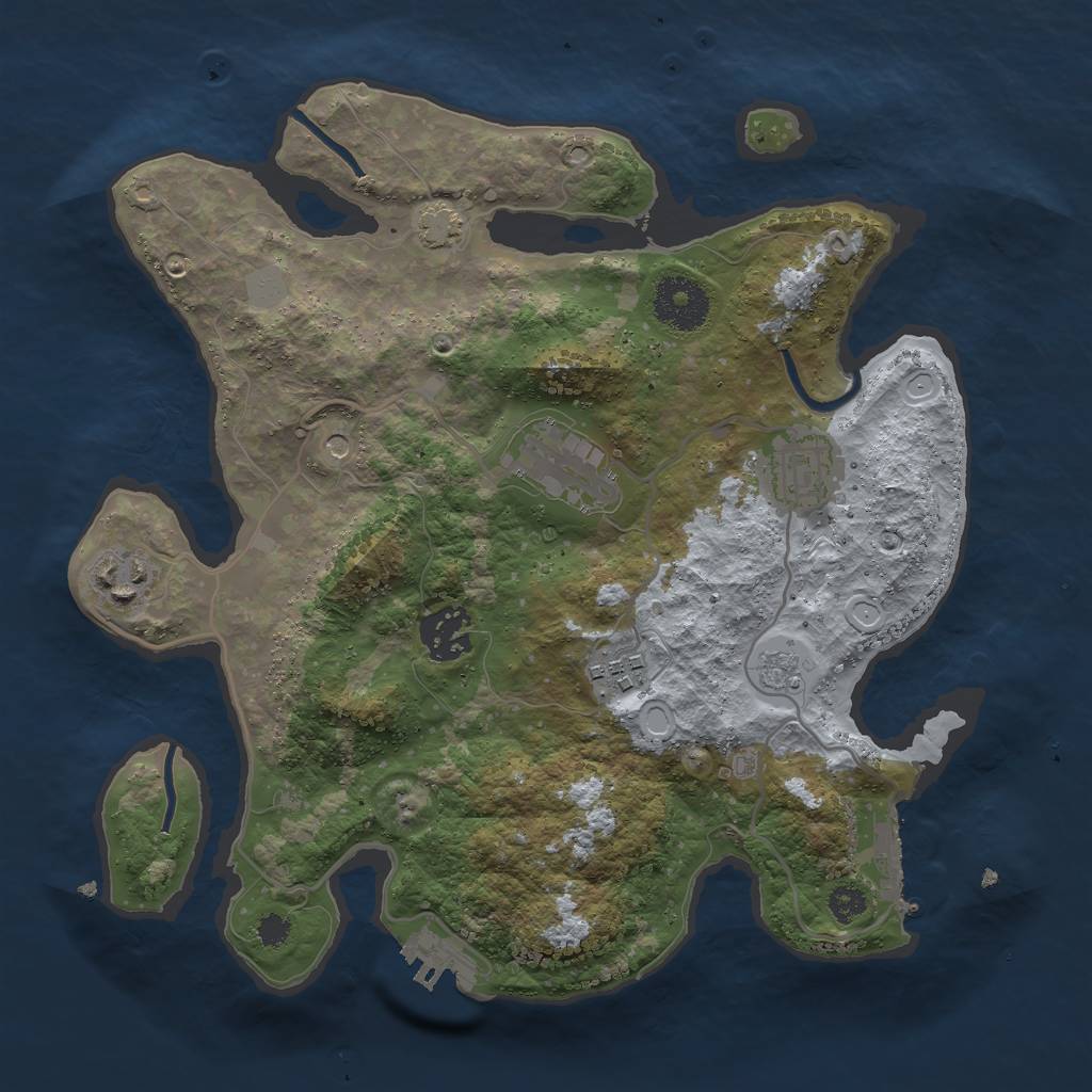Rust Map: Procedural Map, Size: 3000, Seed: 28364, 12 Monuments