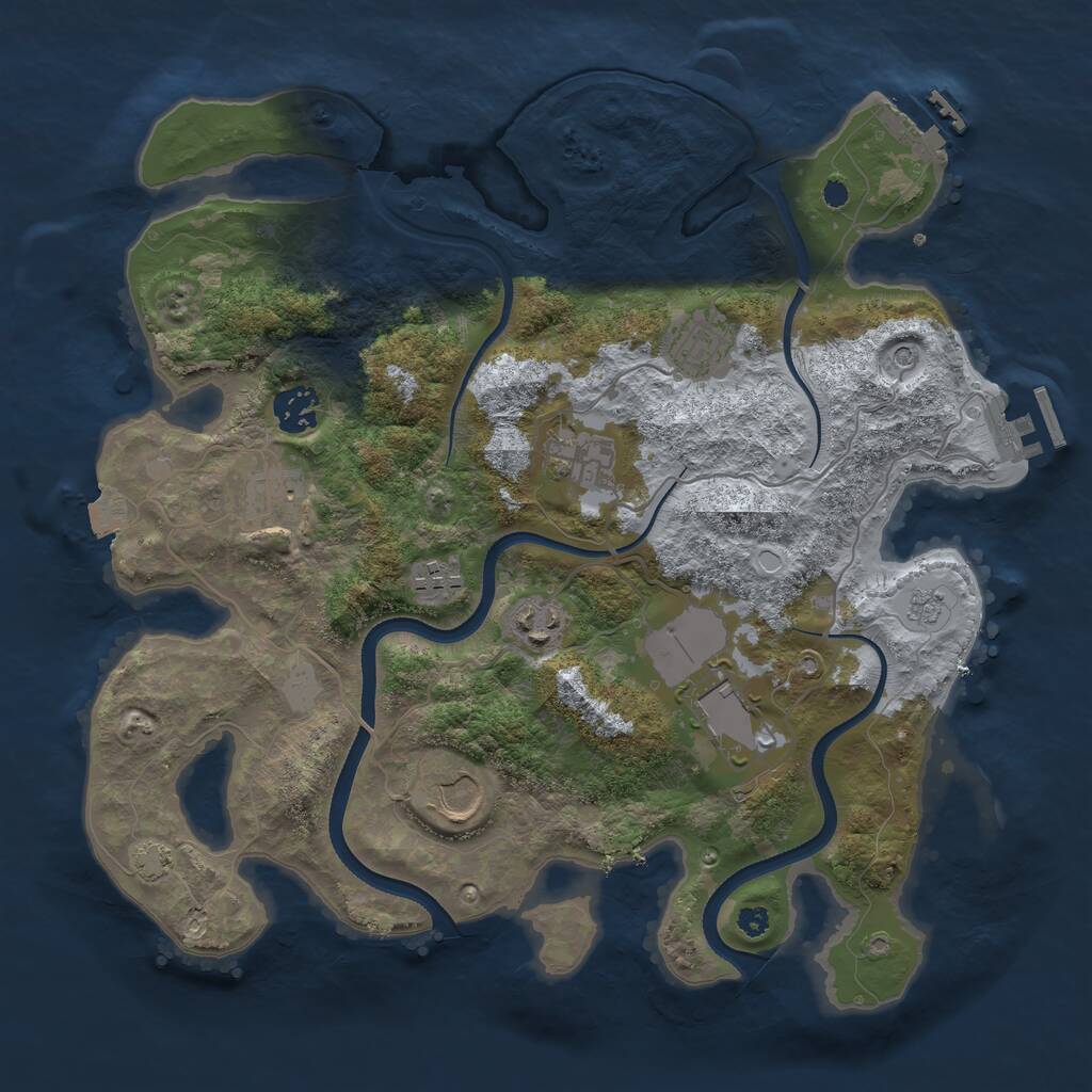 Rust Map: Procedural Map, Size: 3500, Seed: 743258, 14 Monuments