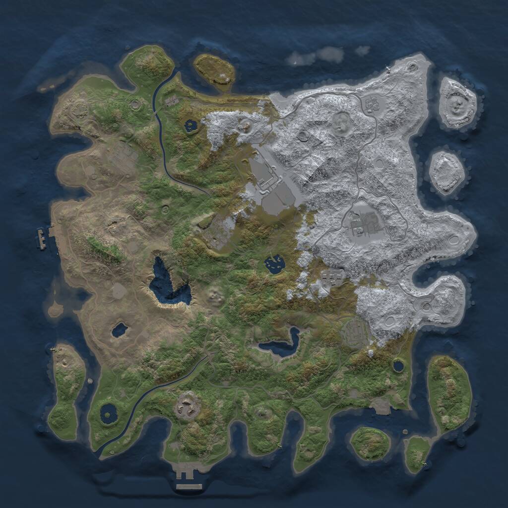 Rust Map: Procedural Map, Size: 4000, Seed: 861385547, 14 Monuments