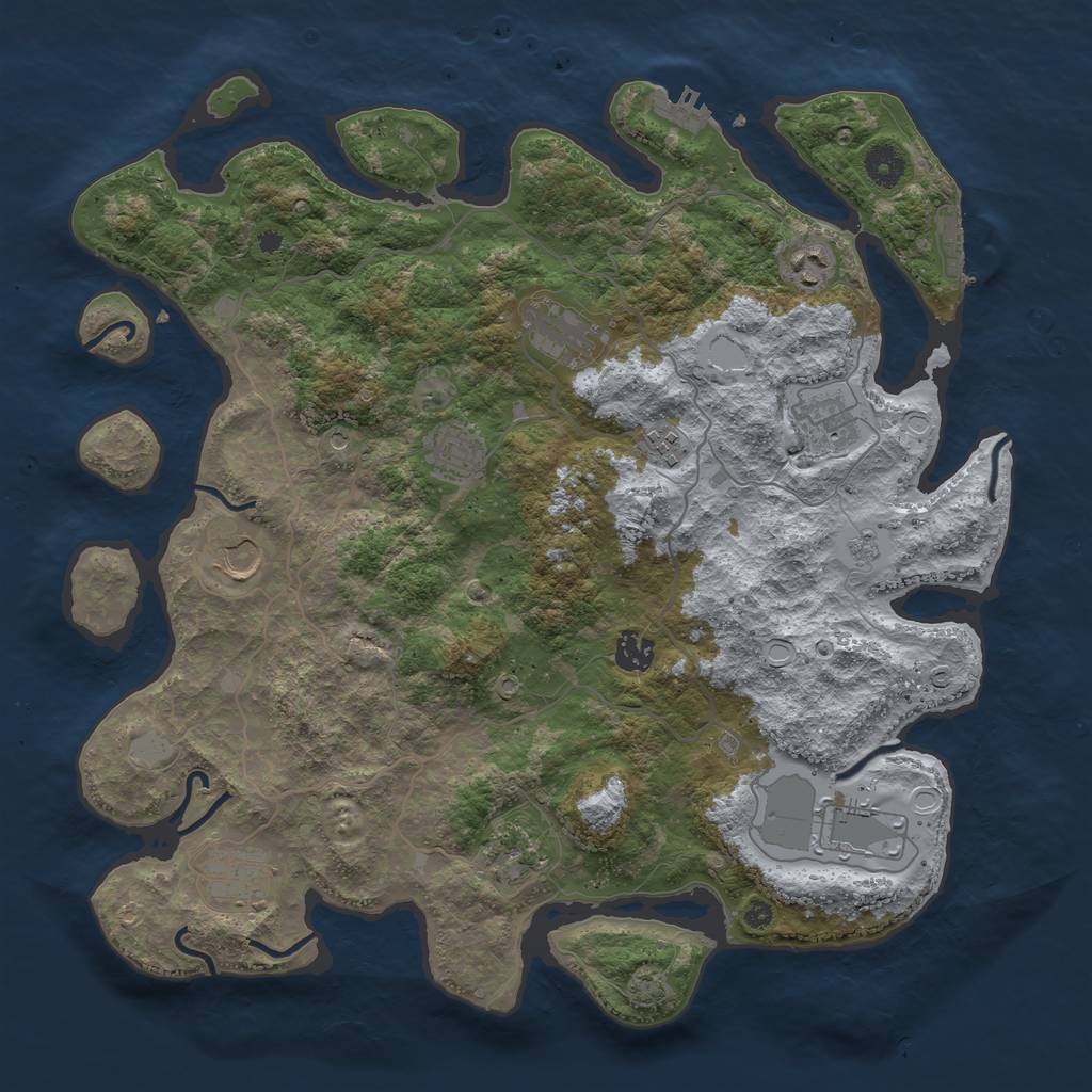 Rust Map: Procedural Map, Size: 4000, Seed: 435064717, 17 Monuments