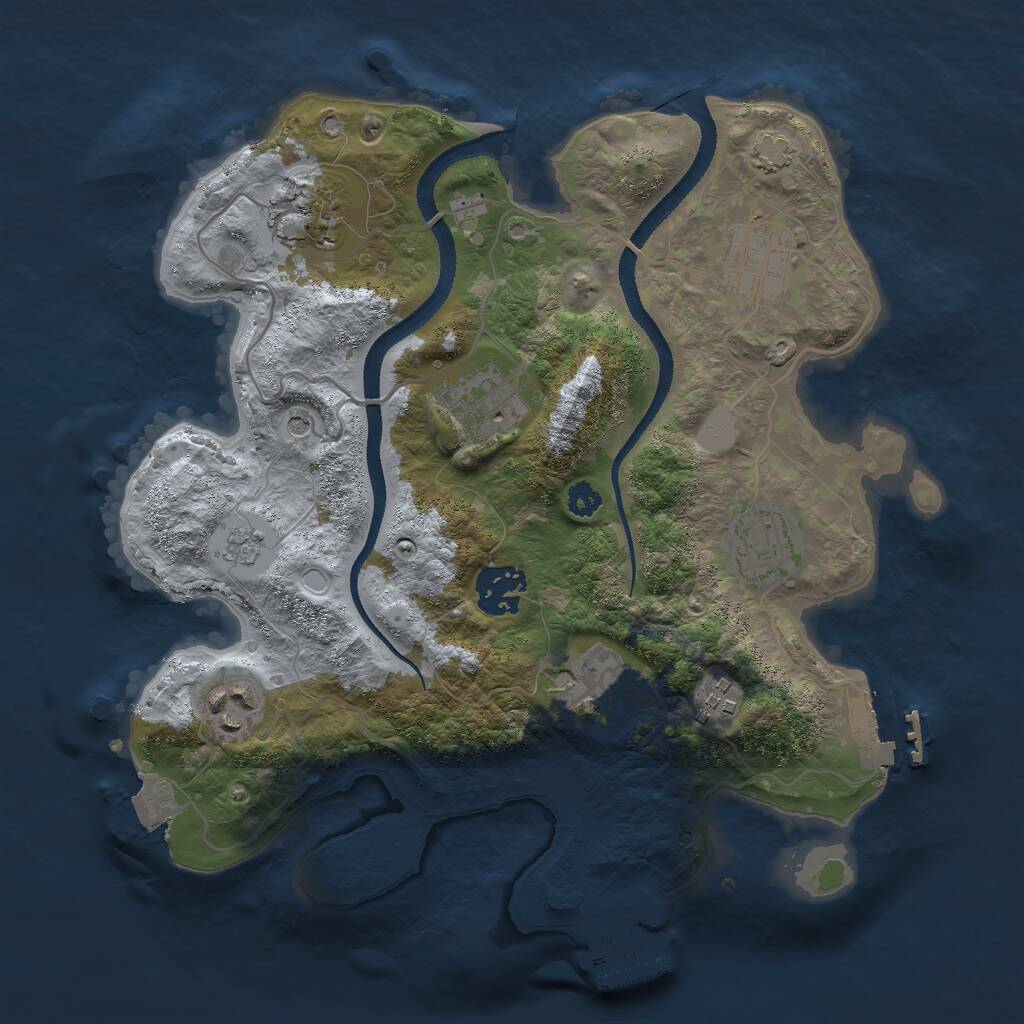 Rust Map: Procedural Map, Size: 3000, Seed: 1348742086, 14 Monuments