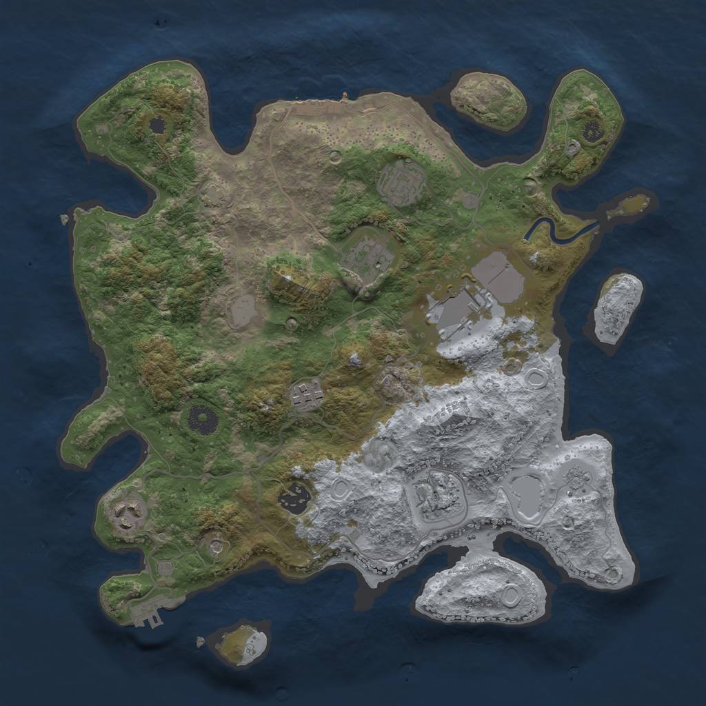Rust Map: Procedural Map, Size: 3500, Seed: 447931775, 14 Monuments