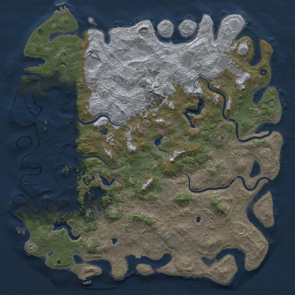 Rust Map: Procedural Map, Size: 6000, Seed: 26151, 17 Monuments