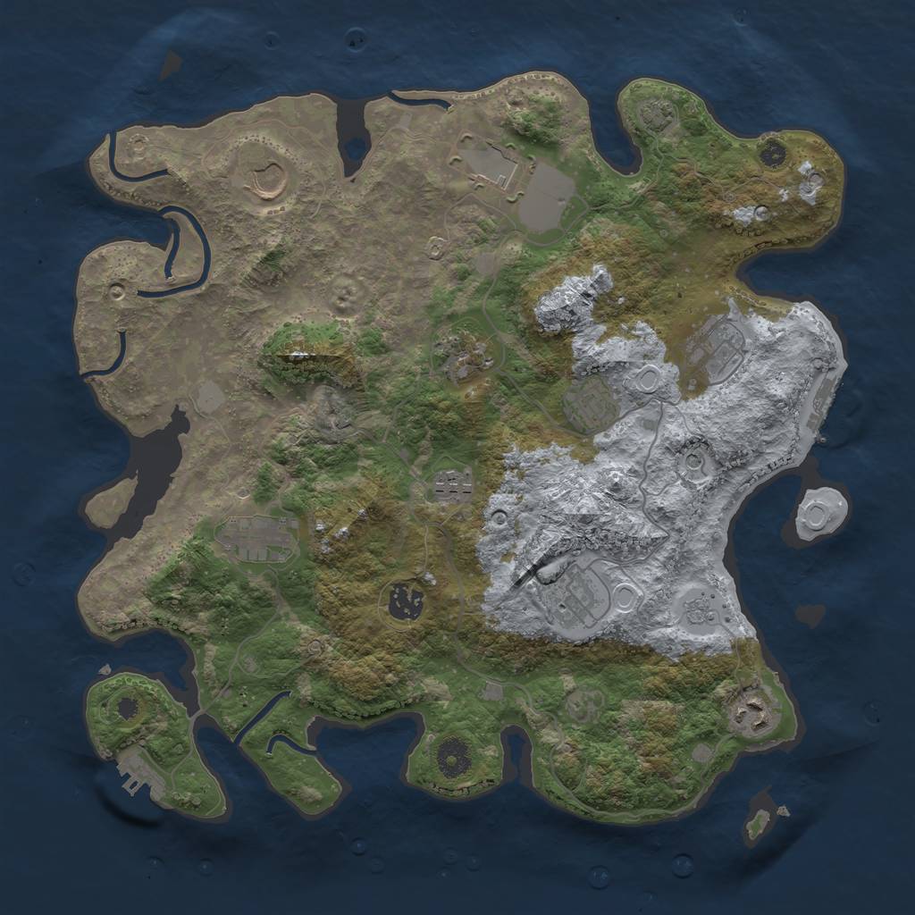 Rust Map: Procedural Map, Size: 3750, Seed: 2003471248, 17 Monuments