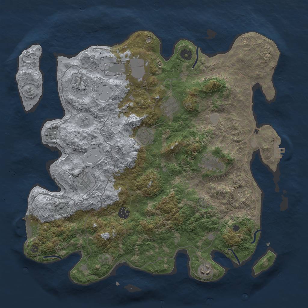 Rust Map: Procedural Map, Size: 4000, Seed: 27263, 16 Monuments