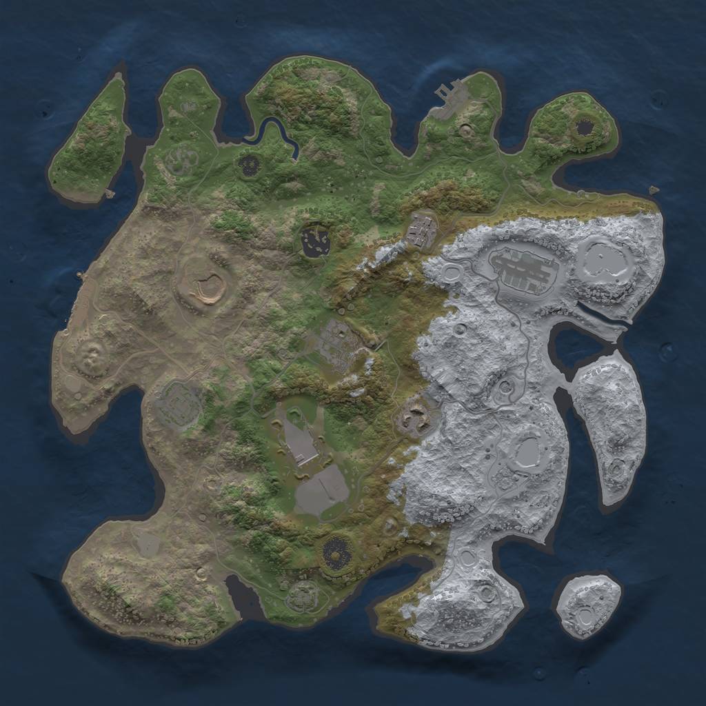 Rust Map: Procedural Map, Size: 3500, Seed: 12490, 15 Monuments
