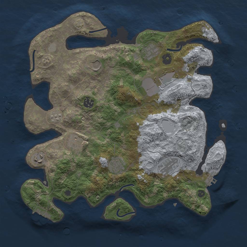Rust Map: Procedural Map, Size: 3500, Seed: 993835833, 14 Monuments