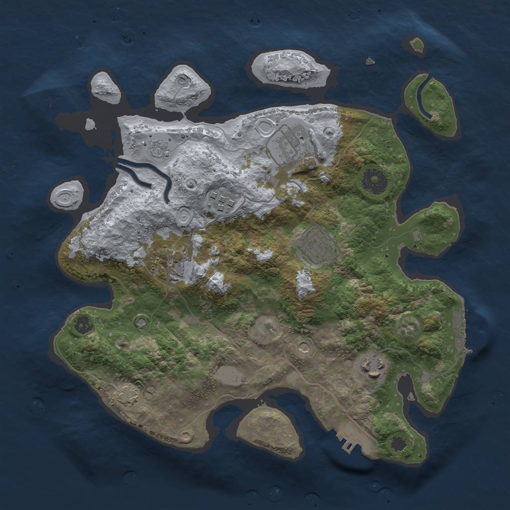 Rust Map: Procedural Map, Size: 3000, Seed: 82617289, 12 Monuments