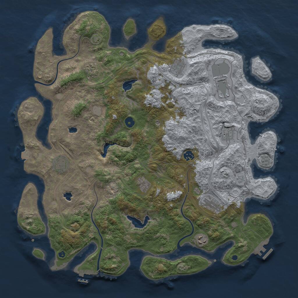Rust Map: Procedural Map, Size: 4500, Seed: 20230508, 16 Monuments