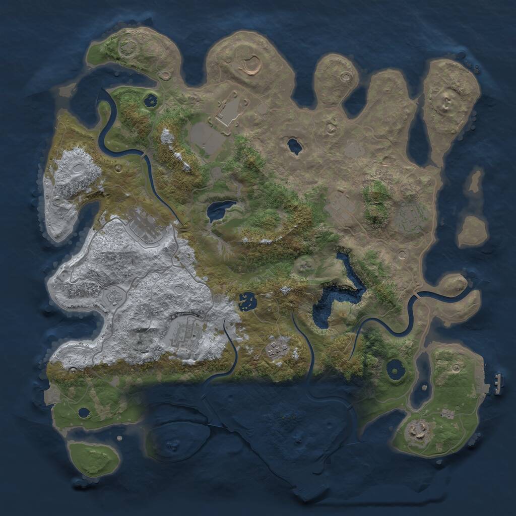 Rust Map: Procedural Map, Size: 4000, Seed: 21687, 15 Monuments