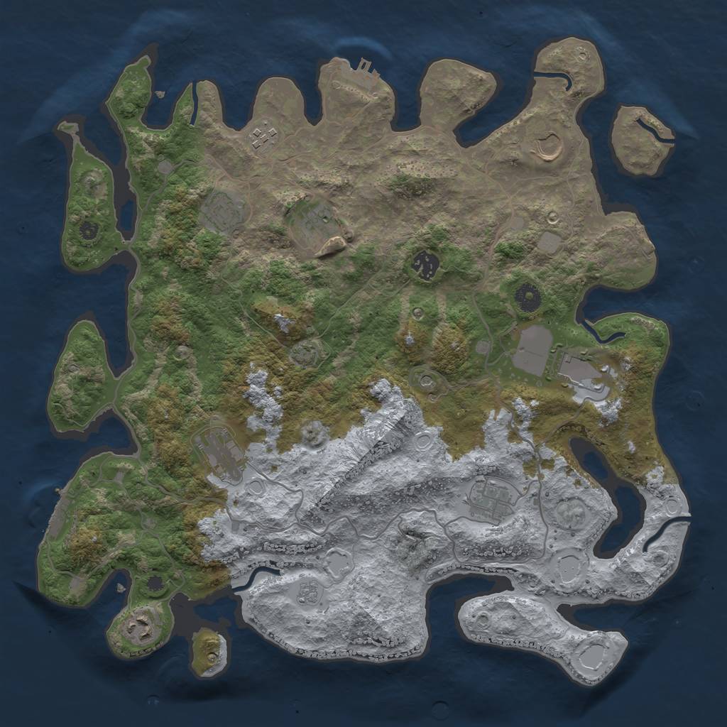 Rust Map: Procedural Map, Size: 4000, Seed: 7030, 16 Monuments
