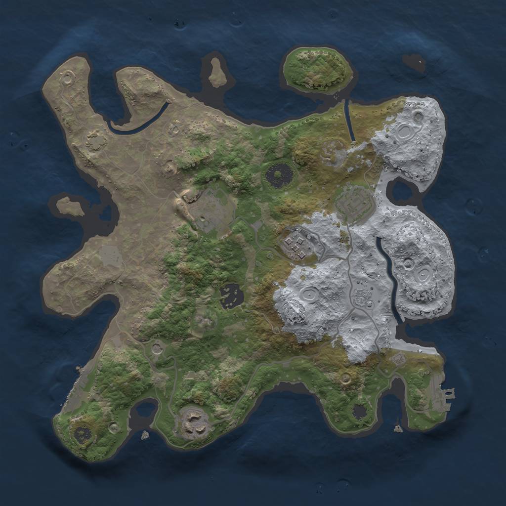 Rust Map: Procedural Map, Size: 3000, Seed: 123123, 12 Monuments